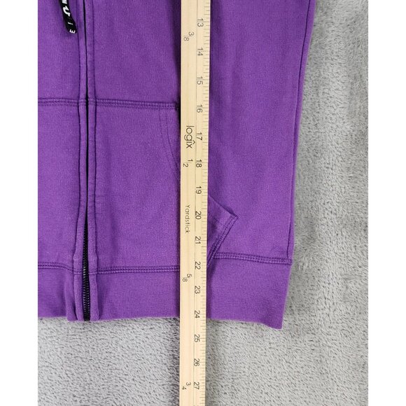 True Religion Hoodie Womens Small Purple Full Zip Cutoff Sleeves Sweatshirt - Picture 5 of 11